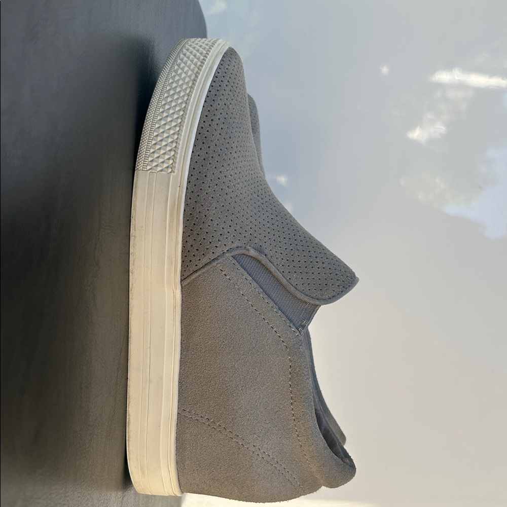 Genuine suede wedge sneaker, gray